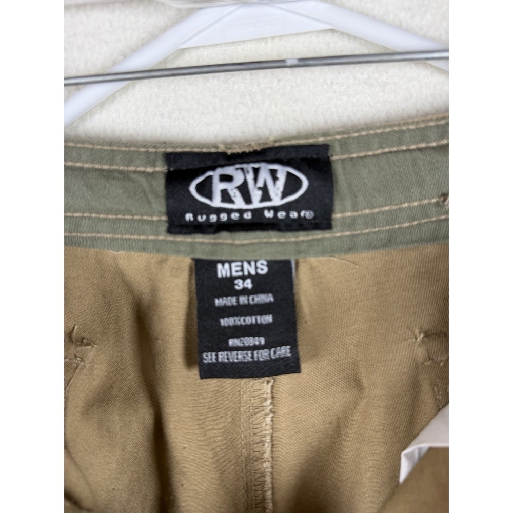 Rugged Wear‎ Mens Khaki Cotton Cargo Shorts Size 34 Tan Utility Hiking 16000MEN - Picture 4 of 15
